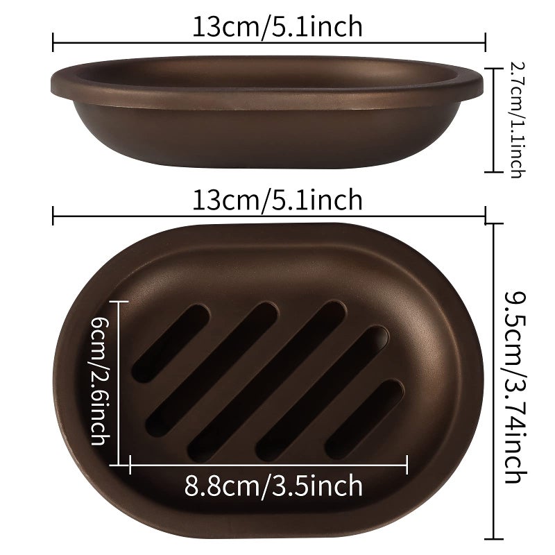 Topsky 2 Pcs Soap Dish for Shower, Double Layer Draining Soap Box with Drip Tray, Plastic - Bronze - Image 2